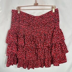 Michael Michael Kors smocked tiered petal print mini skirt size L